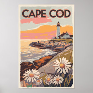 Poster Cape Cod Massachusetts Arte de Viagem Retrô Pintur