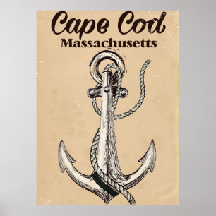 Póster Cape Cod Massachusetts Cartaz de viagem vintage
