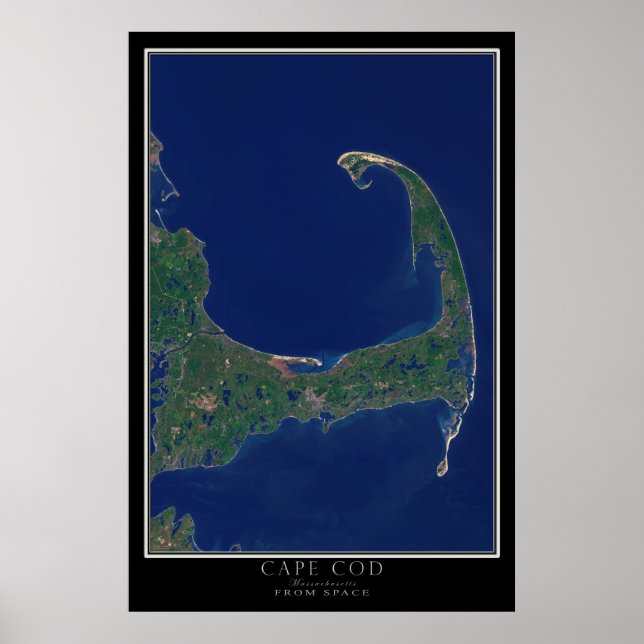 Póster Cape Cod Massachusetts Do Mapa Do Satélite Espacia (Frente)