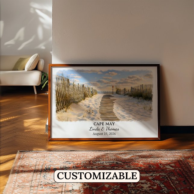 Poster Cape May Nova Jersey Poster, Aquarela, Personaliza (Criador carregado)