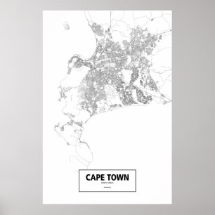 Póster Cape Town, África do Sul (preto no branco)