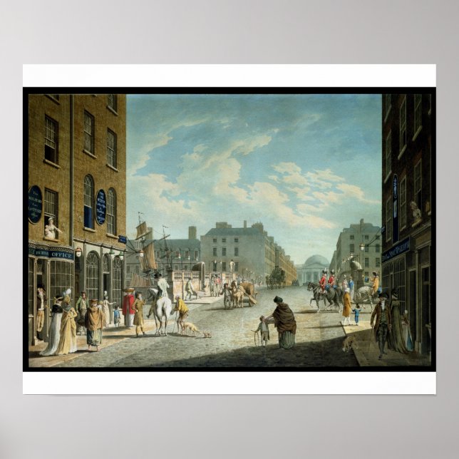 Póster Capel Street com a Royal Exchange, Dublin, 1800 (Frente)