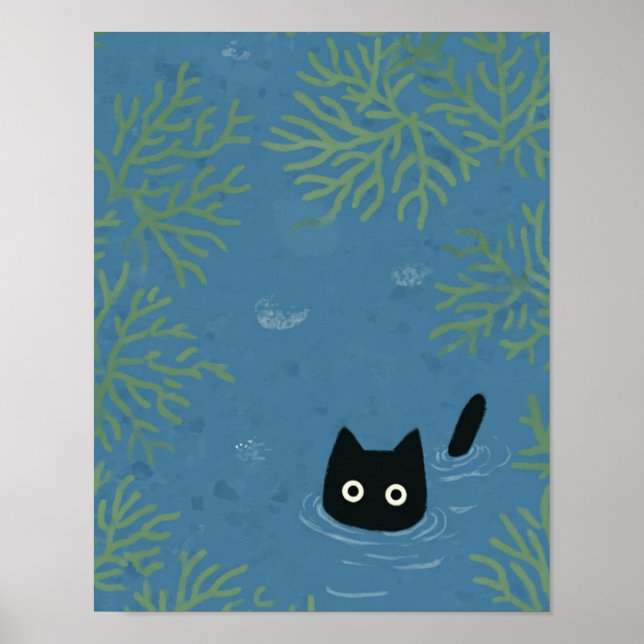 Poster Capinha de Telefone de Gato Preto Engraçado (Frente)
