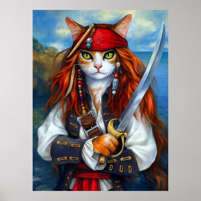 Poster Capitã das Garras do Mar de Azure | Pirata Cat (Frente)
