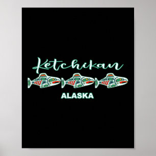 Poster Capital da pesca de salmão da arte nativa do Alasc