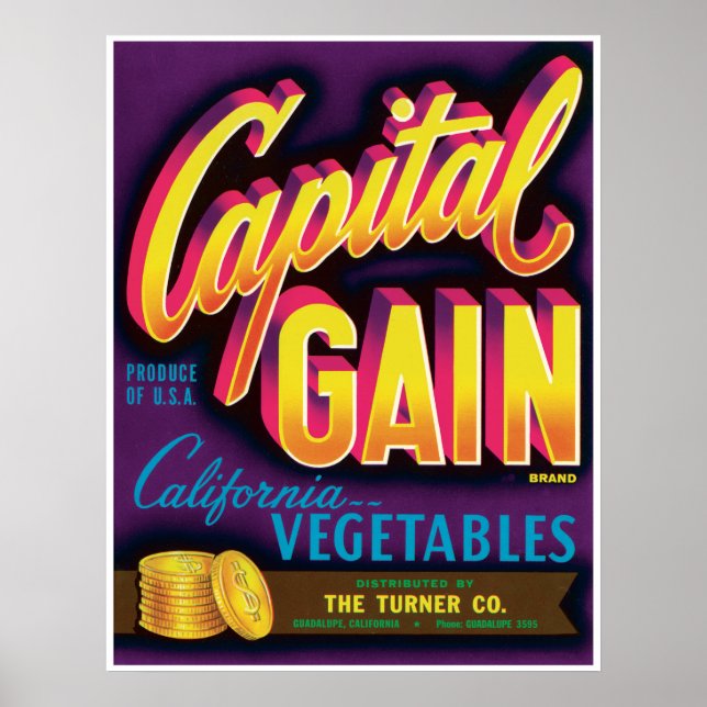 Poster Capital Gain Guadalupe Vegetais da Califórnia Dour (Frente)