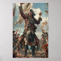 Capitão Barba Negra Posto Fotorealista de Navio Pi