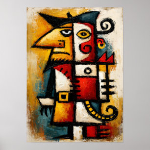 Poster Capitão Cubista Primitivo Abstrato Geométrico Ousa