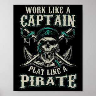 Poster Capitão de Barco Engraçado Camisa Barco Camisa Pir
