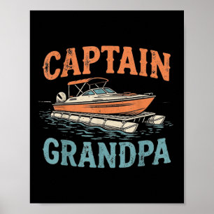 Poster Capitão de Barco Pontão Avô Barco Náutico Vintage