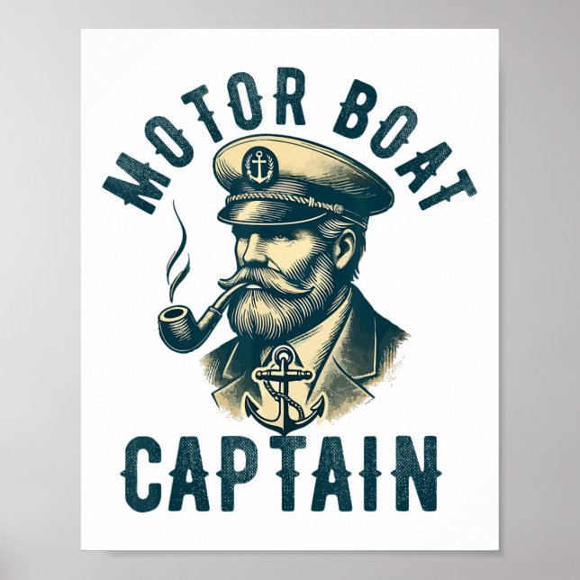 Poster Capitão de lancha para proprietário de barco Capit (Frente)