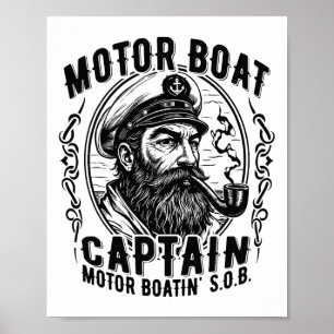 Poster Capitão de Pontão Vintage Motor Boatin 'SOB On Th