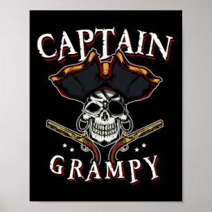 Poster Capitão Grampy Pirate Hat E Barco De Crânio G