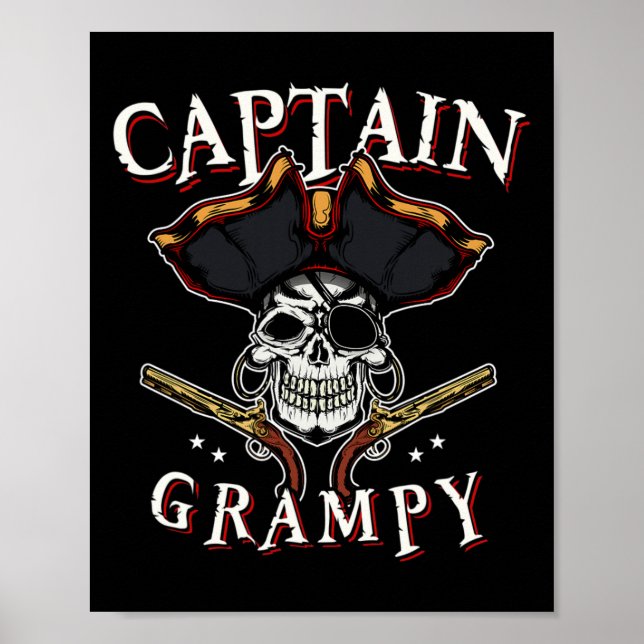 Poster Capitão Grampy Pirate Hat E Barco De Crânio G (Frente)