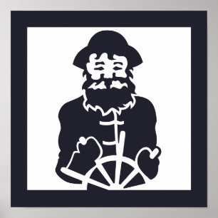 Poster CAPITÃO náutico no mar  