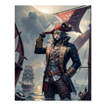 Capitão Pirata gato em um galeão afundando -