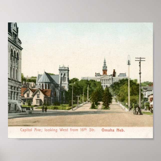 Poster Capitol Ave., Omaha, Nebraska Vintage (Frente)