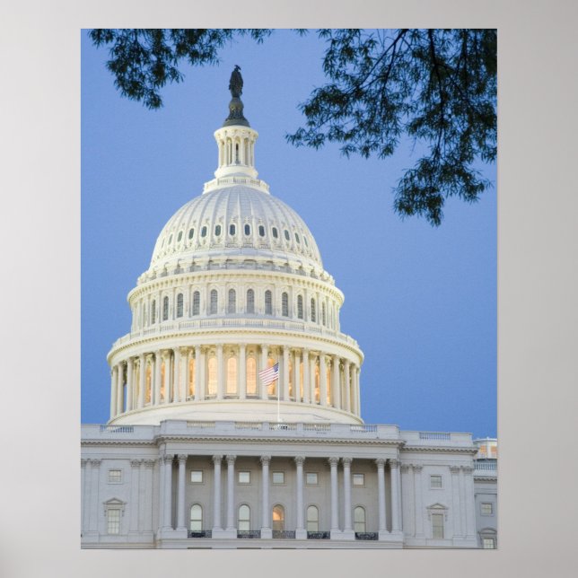 Poster Capitol dos EUA ao anoitecer, Washington D.C. (Dis (Frente)