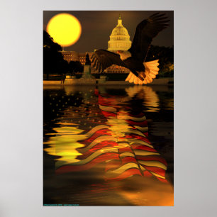 Póster Capitol-Eagle-Flag-W-O-Sun-ray-set-2