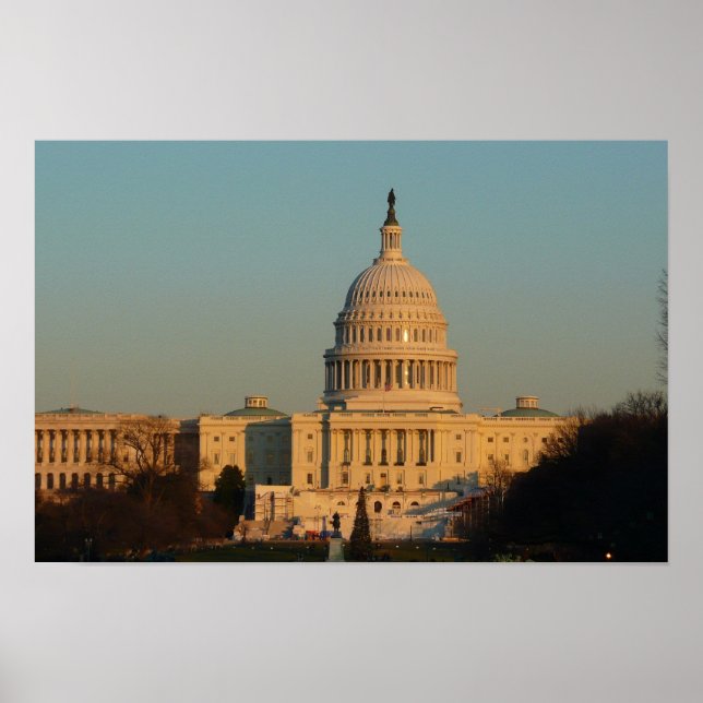 Póster Capitol no Natal Washington DC Feriado (Frente)