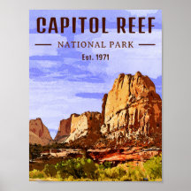 Capitol Reef National Park Utah Desert Watercolor