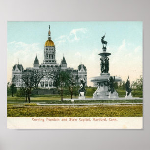 Poster Capitólio do estado, vintage 1907 de Hartford CT