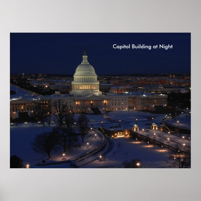 Póster Capitólio dos Estados Unidos à noite (Frente)