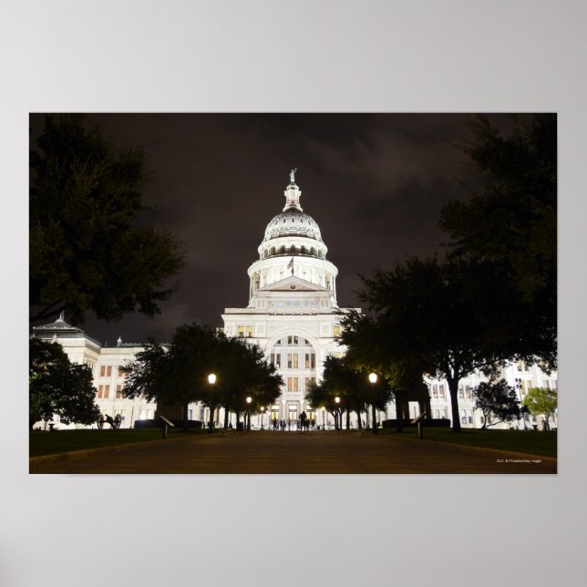 Póster Capitólio estadual de Austin, Texas à noite (Frente)