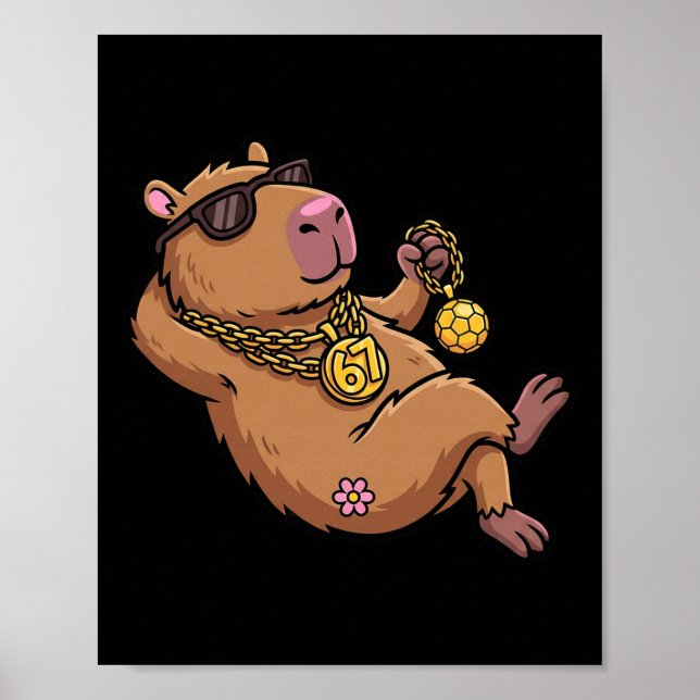 Poster Capivara 67 Óculos de Sol Drip Corrente Meme Anima (Frente)