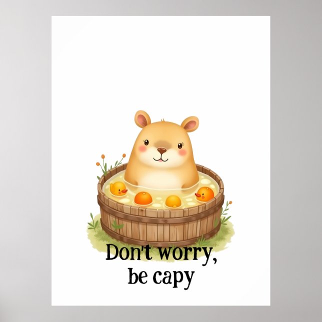 Poster Capivara Adorável em Banheira de Hidromassagem com (Frente)