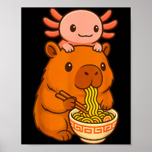 Poster Capivara Anime Ramen Axolote Gráfico Divertido Kaw
