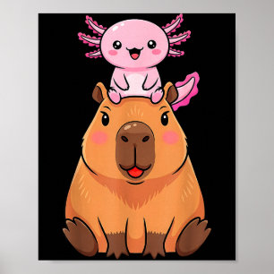 Poster Capivara Axolote Kawaii Engraçado Crianças Meninos
