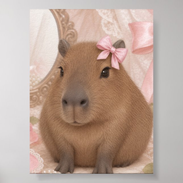 Poster capivara coquete laço rosa  (Frente)