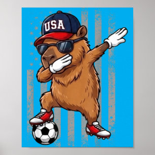 Poster Capivara Dabbing Futebol Engraçado Meninos Meninas