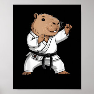 Poster Capivara de Artes Marciais Engraçado Karate Taekwo