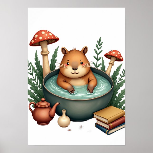 Poster Capivara de Vida Lenta em Casa de Cogumelo em Font (Frente)