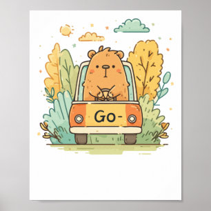 Poster Capivara Em Um Carro – Vá! Motivacional Animal Fof