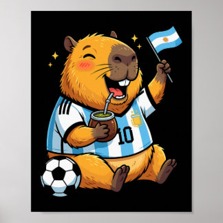Poster Capivara Feliz Engraçado Fã de Futebol Argentino C