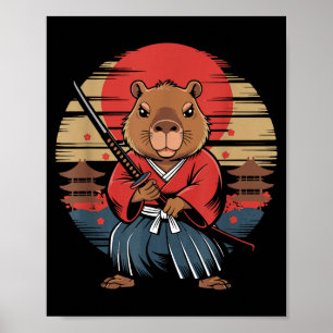 Poster Capivara Samurai Japonês