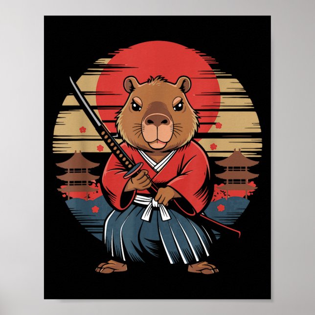 Poster Capivara Samurai Japonês (Frente)