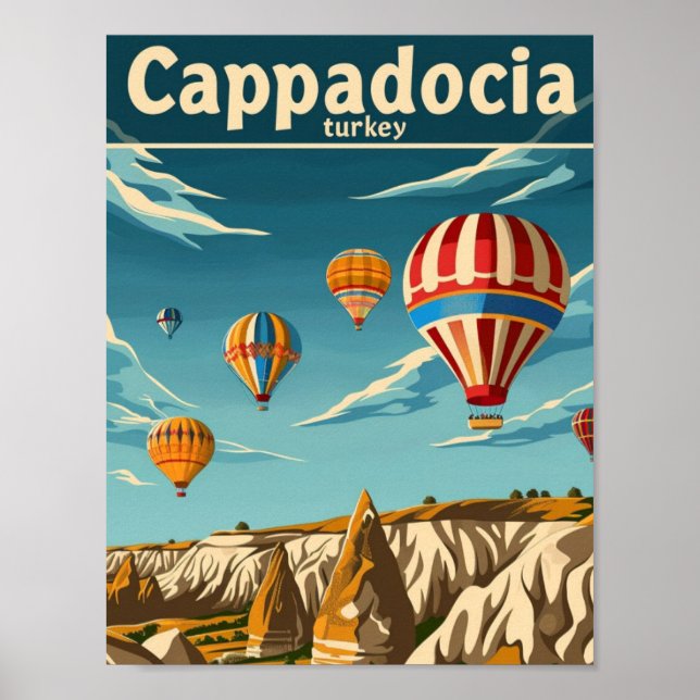 Poster Cappadocia Turkey Vintage Viagem (Frente)