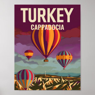 Poster Cappadocia Turkey Vintage Viagem