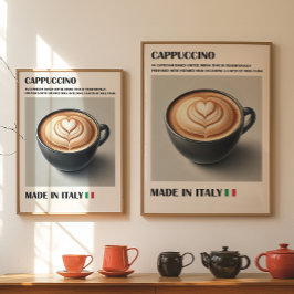 Poster Cappucccino Café Impressão, Latte Art Wall Italian