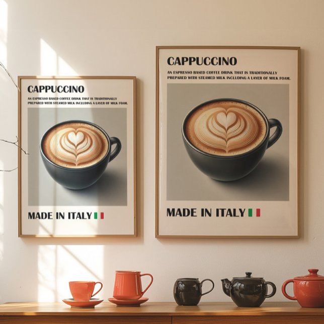 Poster Cappucccino Café Impressão, Latte Art Wall Italian (Cappuccino)