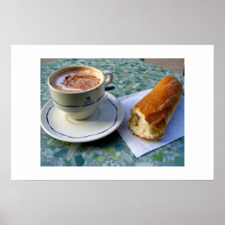 Póster Cappuccino e Baguette