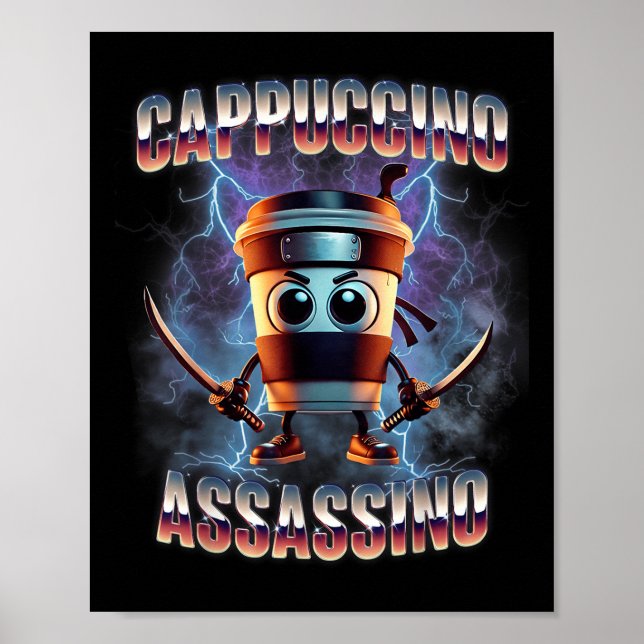 Poster Cappuccino Ino Brainrot Memória Italiana (Frente)