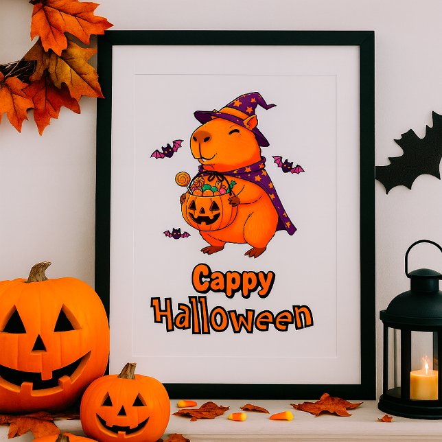 Poster Cappy Halloween Funny Capybara Witch Spooky Bonito (Criador carregado)
