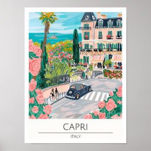 Poster Capri Itália Ilustração de Arte Vintage Viagem