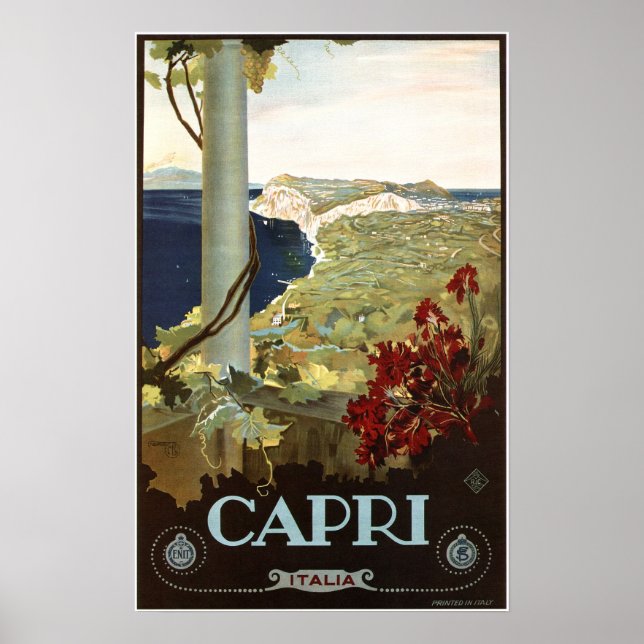 Poster CAPRI ITALIA Viagem Anúncio Vintage Italiano (Frente)