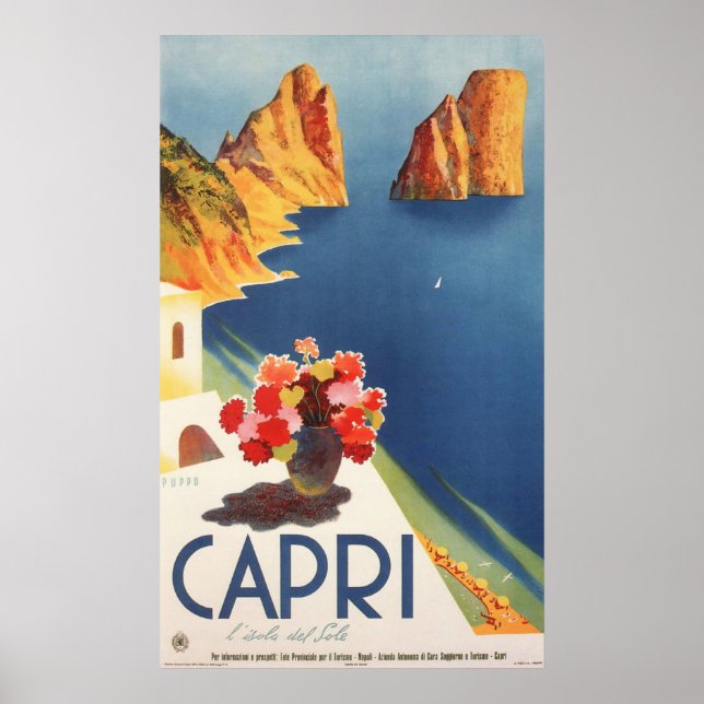 Poster Capri, Itália Viagens vintage (Frente)